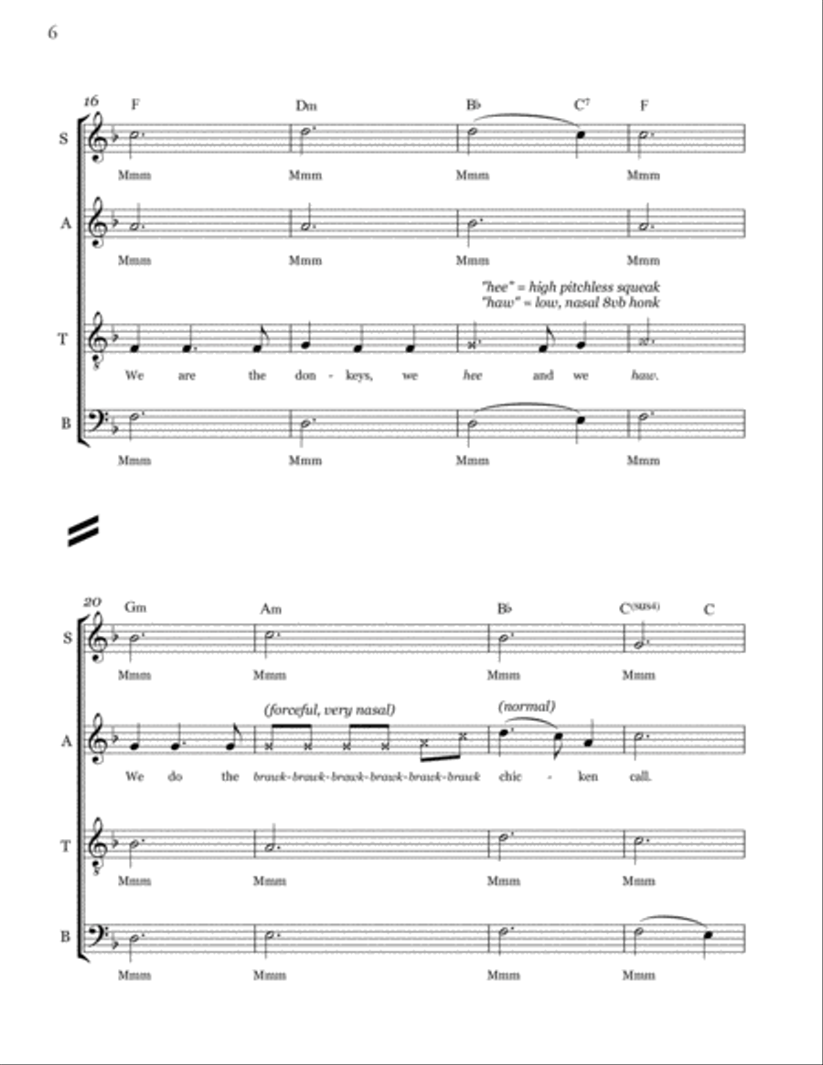 Excellence: A Choral Dialectic for Unaccompanied SATB Choir and an Animal Choir 4-Part scores gallery preview page 6