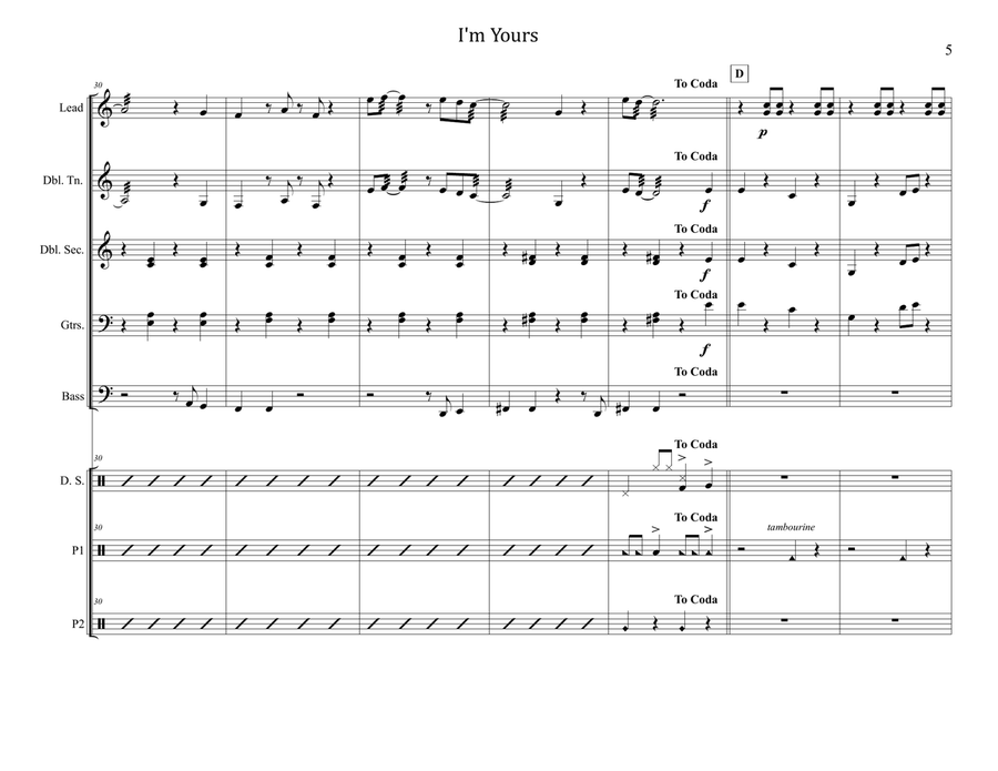 I'm Yours Steel Drum Band scores gallery preview page 5