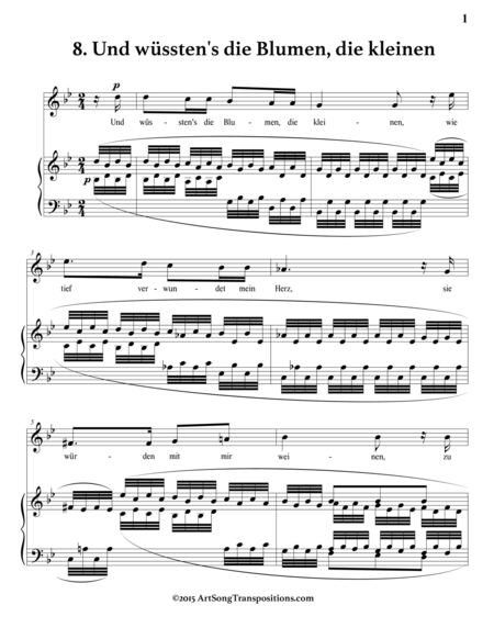SCHUMANN: Und wüssten's die Blumen, die kleinen, Op. 48 no. 8 (transposed to G minor)