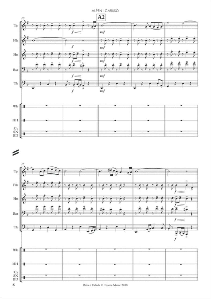 ALPEN CARUSO for Brass Quintet Percussion Ensemble scores gallery preview page 5