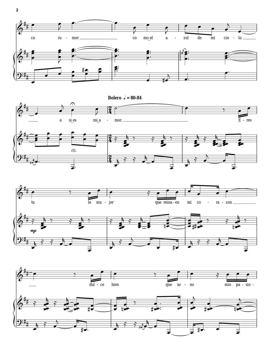 Como Arrullo De Palmas Piano, Vocal scores gallery preview page 2