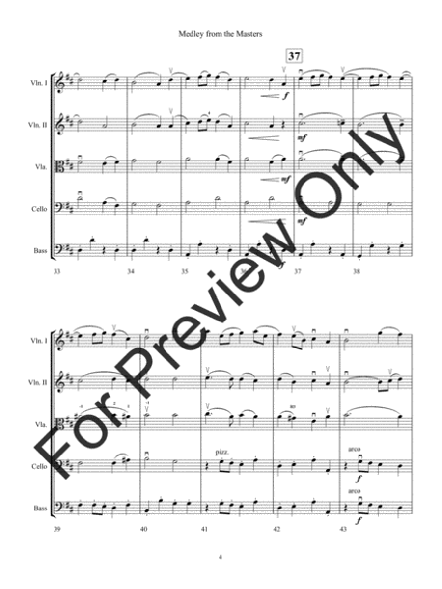 Medley from the Masters (Score) String Orchestra scores gallery preview page 7