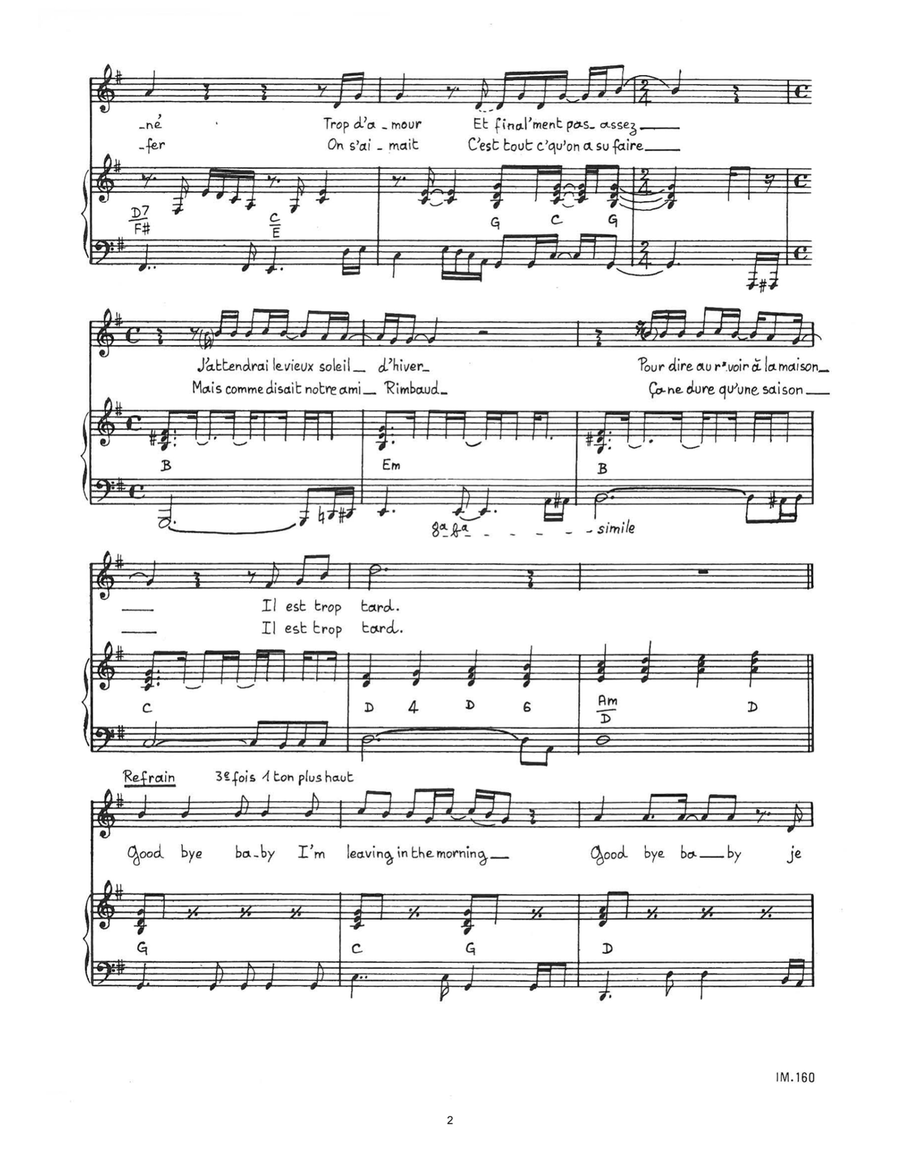 Good Bye Baby Piano, Vocal scores gallery preview page 2