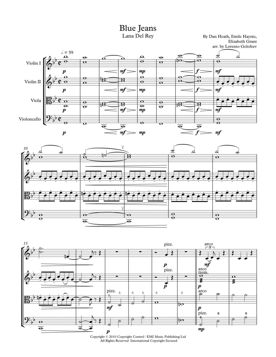 Blue Jeans String Quartet scores gallery preview page 1