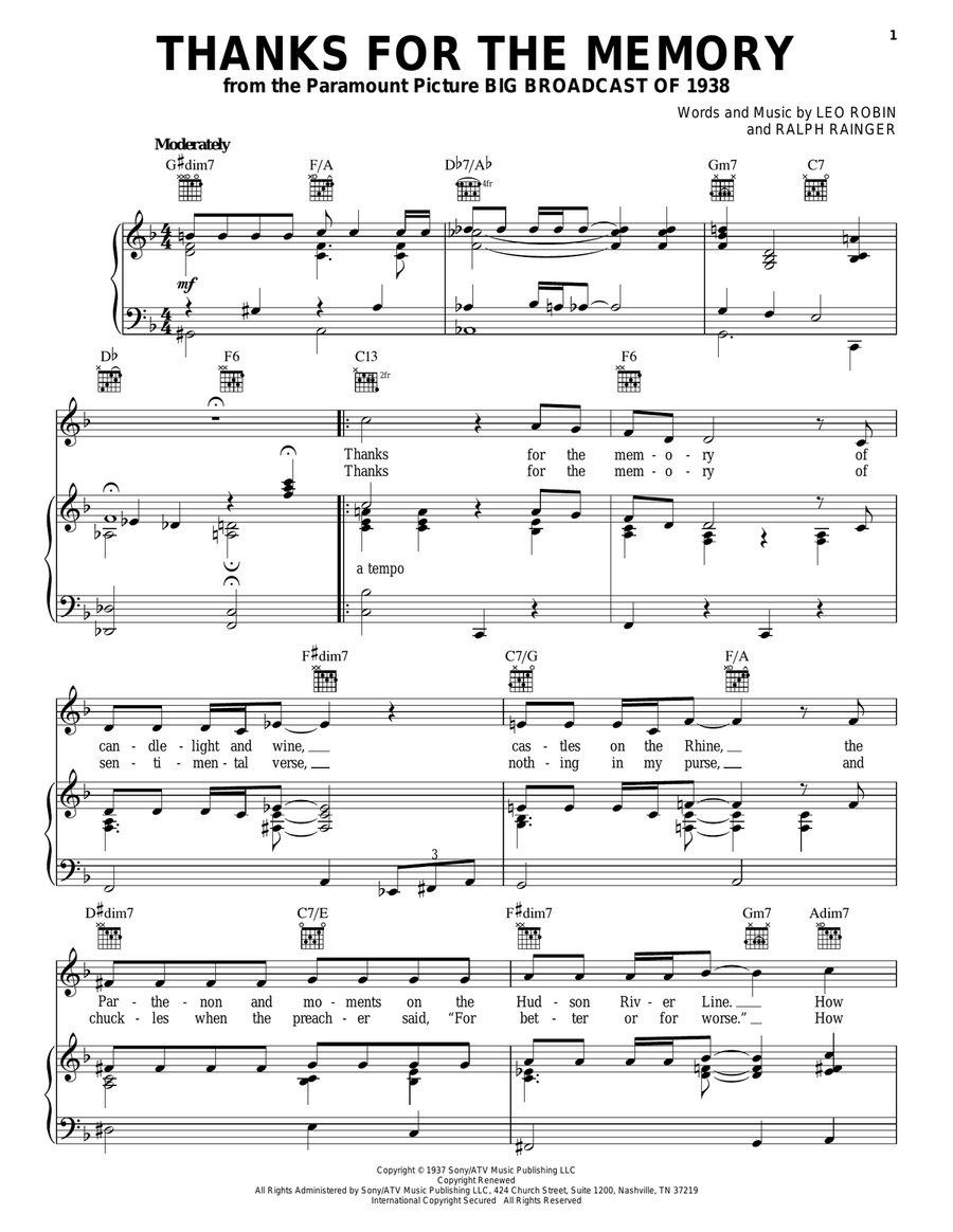 Thanks For The Memory Guitar scores gallery preview page 1