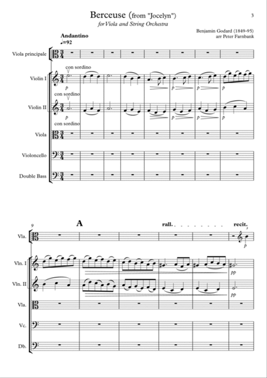 Berceuse de Jocelyn String Orchestra scores gallery preview page 3