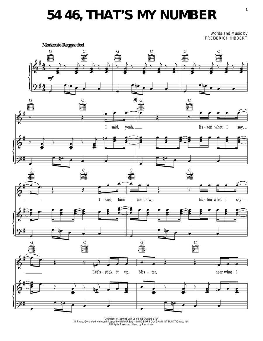 5446, That's My Number Guitar scores gallery preview page 1