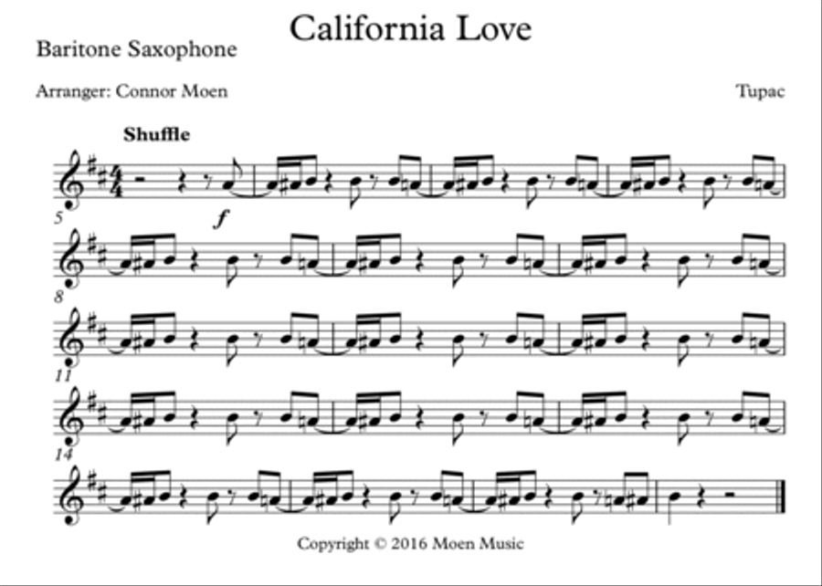 California Love (remix) Marching Band scores gallery preview page 6
