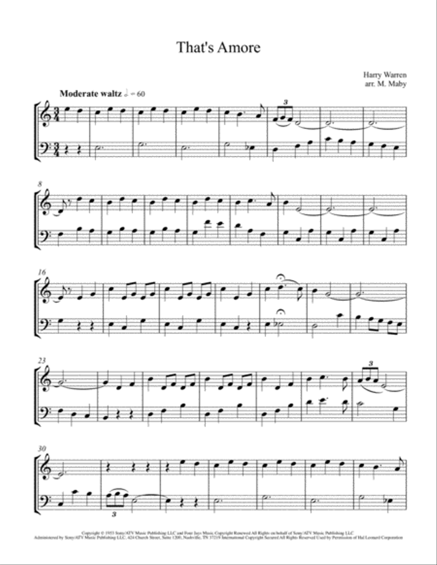 That's Amore (That's Love) String Duet scores gallery preview page 1