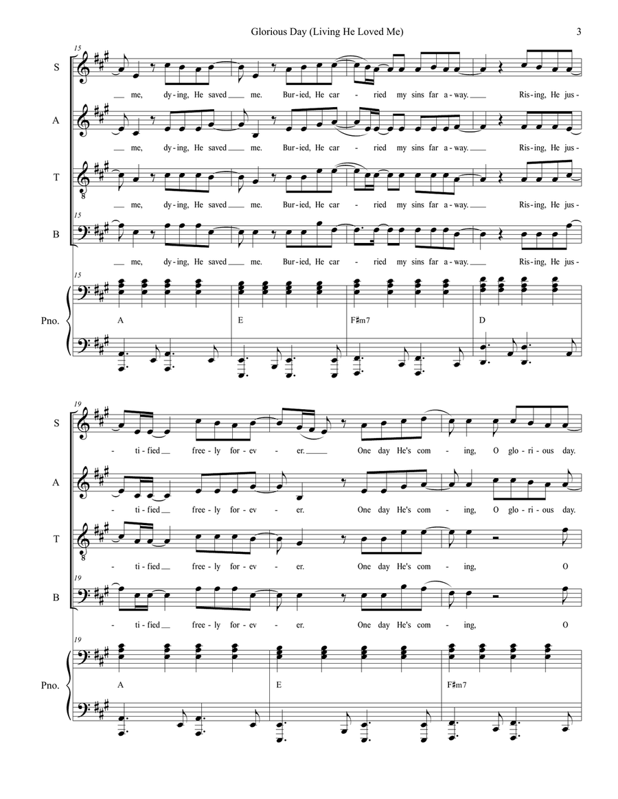 Glorious Day (living He Loved Me) Piano, Vocal scores gallery preview page 3