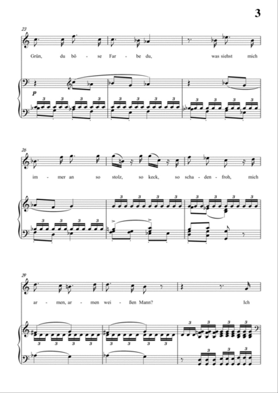 Schubert-Die böse Farbe,from 'Die Schöne Müllerin',Op.25 No.17 in C for Vocal and Piano Voice scores gallery preview page 4