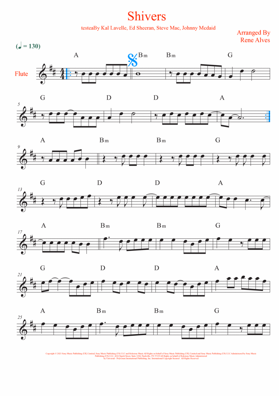 Shivers Shivers Flute Solo scores gallery preview page 1