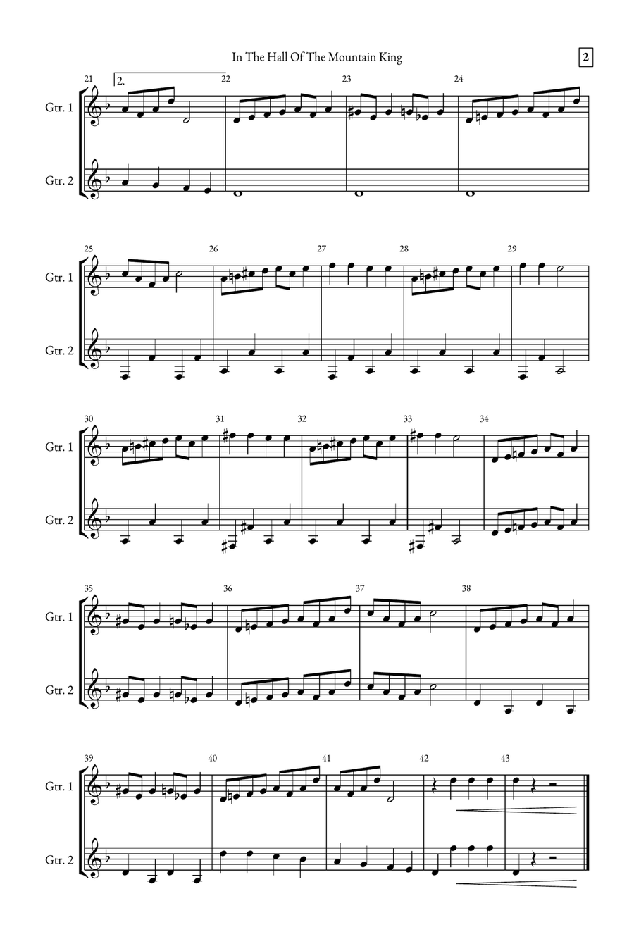 In The Hall of the Mountain King Acoustic Guitar scores gallery preview page 2