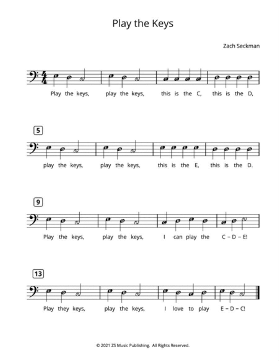 The CDE Songbook - Songs in BASS CLEF Easy Piano scores gallery preview page 4