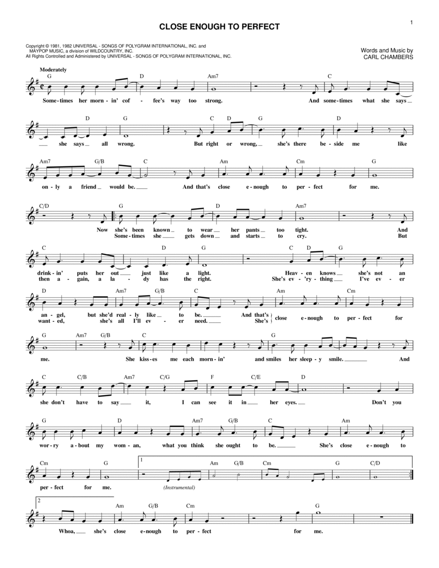 Close Enough To Perfect Piano scores gallery preview page 1