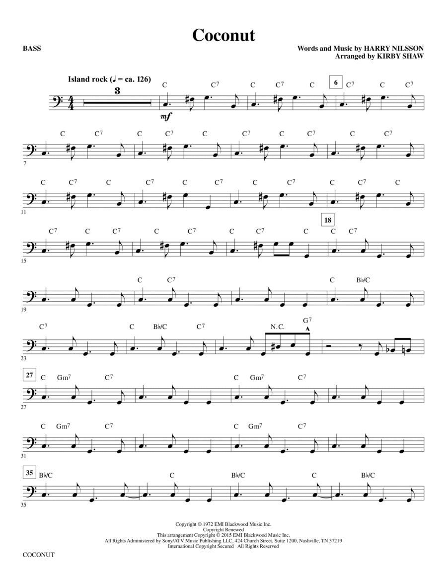 Coconut - Bass Coconut - Bass Choir scores gallery preview page 1