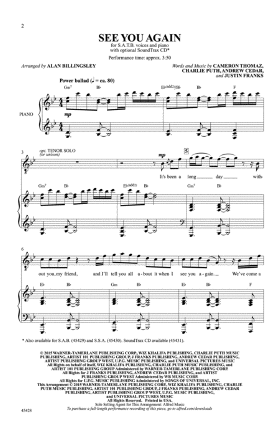 See You Again See You Again Choir scores gallery preview page 1
