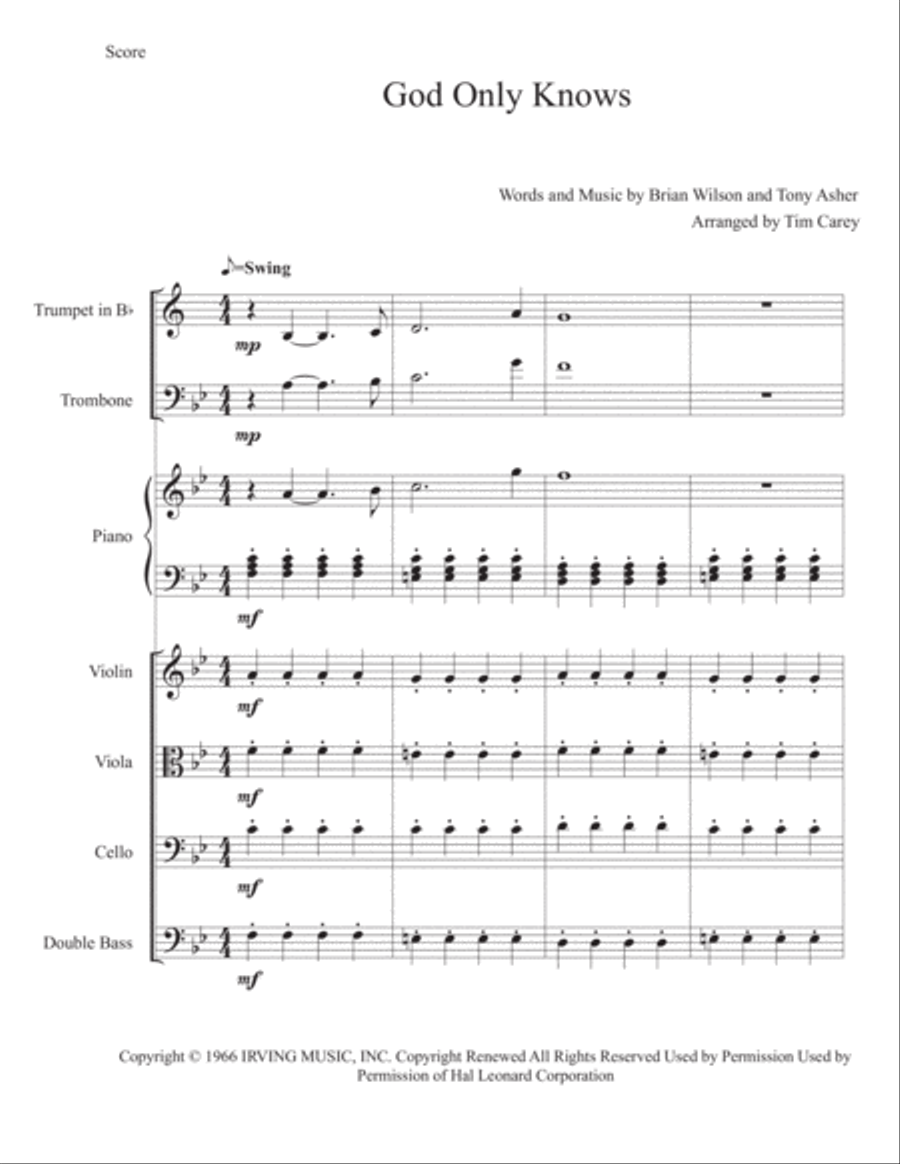 God Only Knows God Only Knows Chamber Orchestra scores gallery preview page 1