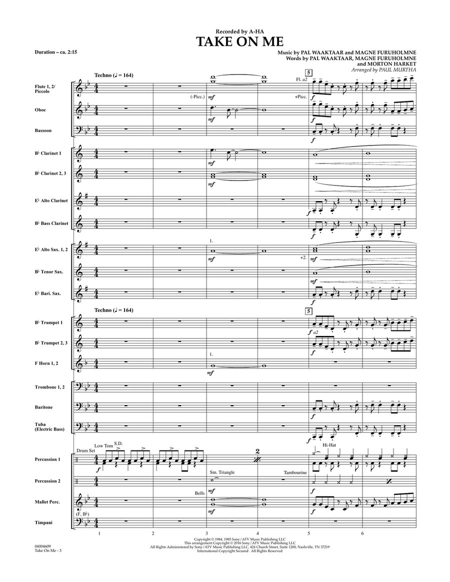 Take on Me - Conductor Score (Full Score) Concert Band scores gallery preview page 2