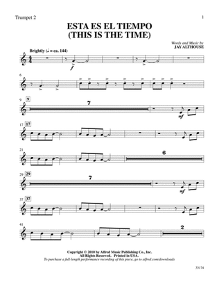 Book cover for Esta Es el Tiempo (This Is the Time): 2nd B-flat Trumpet
