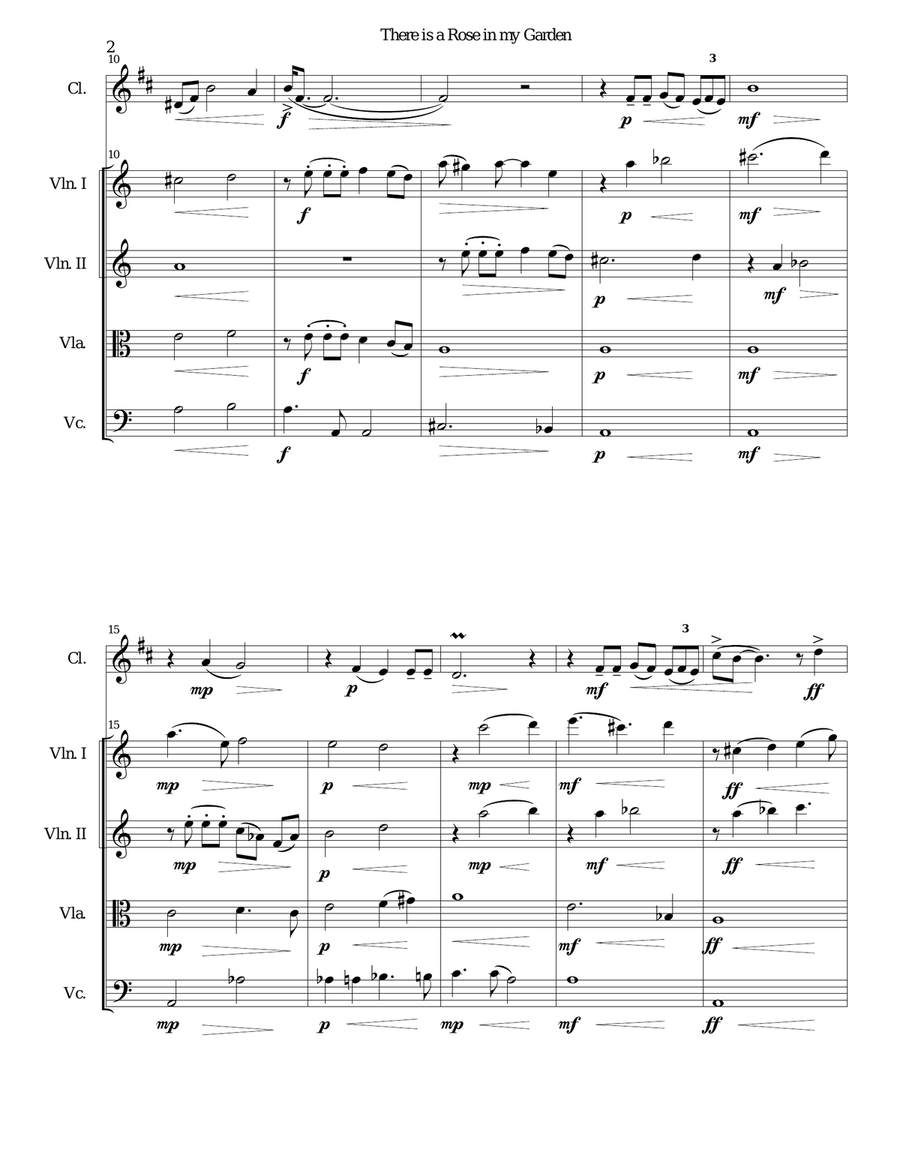 There is a Rose in my Garden for clarinet and strings Chamber Orchestra scores gallery preview page 2