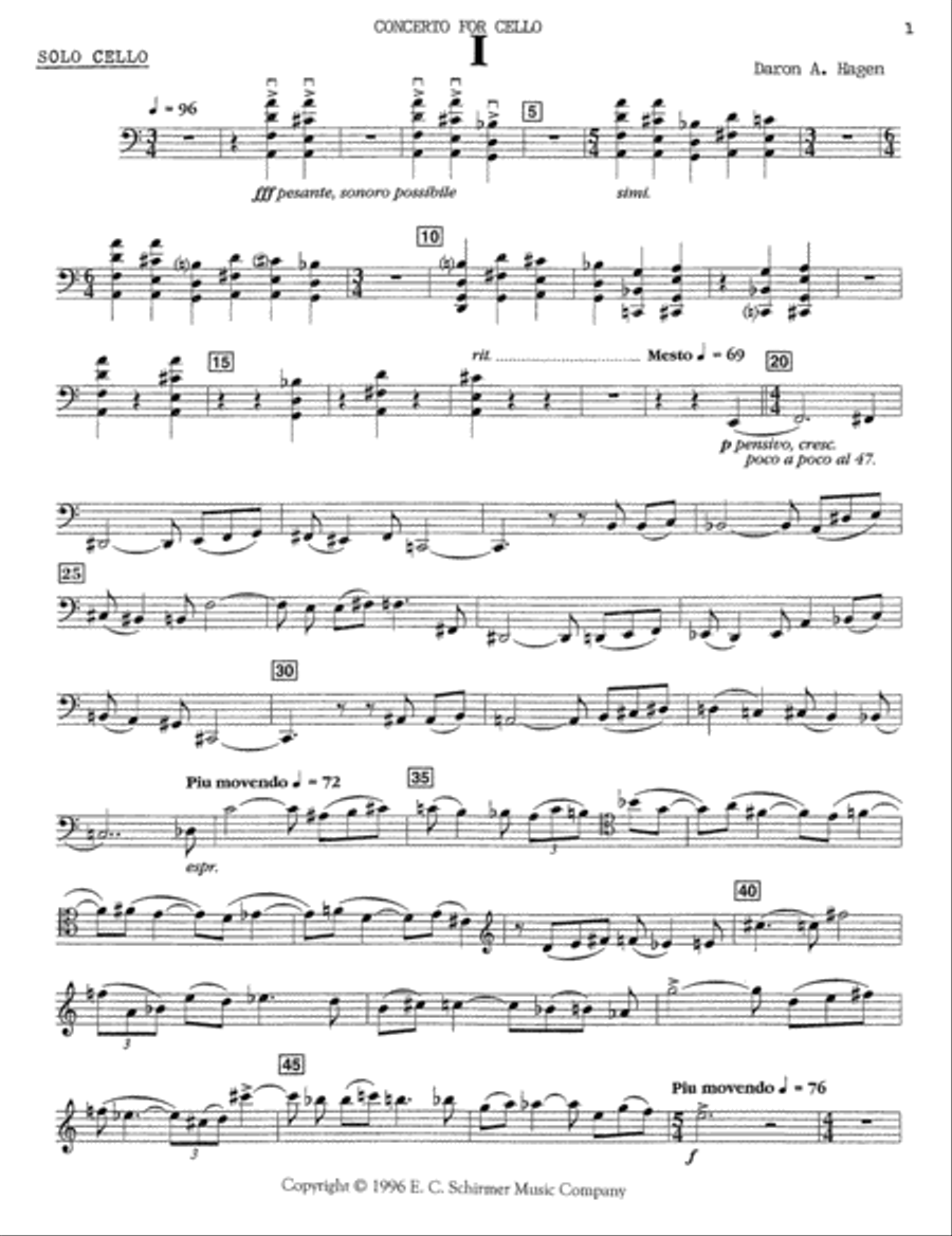 Concerto for Cello and Chamber Orchestra or Wind Ensemble Chamber Orchestra scores gallery preview page 1