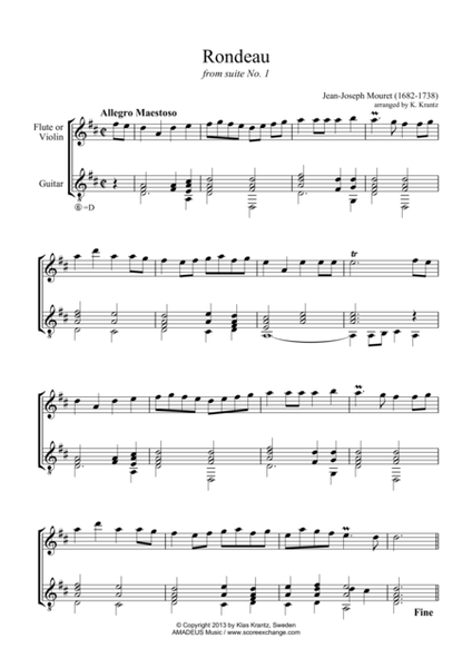 Rondeau from Suite 1 for violin or flute and guitar image number null
