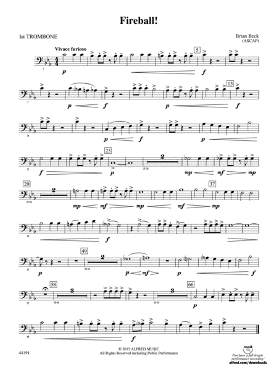 Fireball!: 1st Trombone Concert Band scores gallery preview page 1
