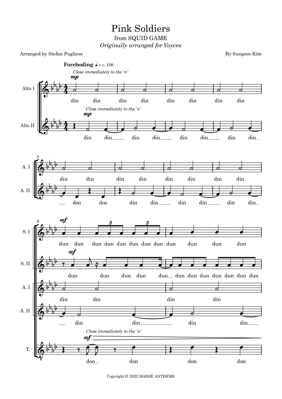 Pink Soldiers A Cappella scores gallery preview page 1