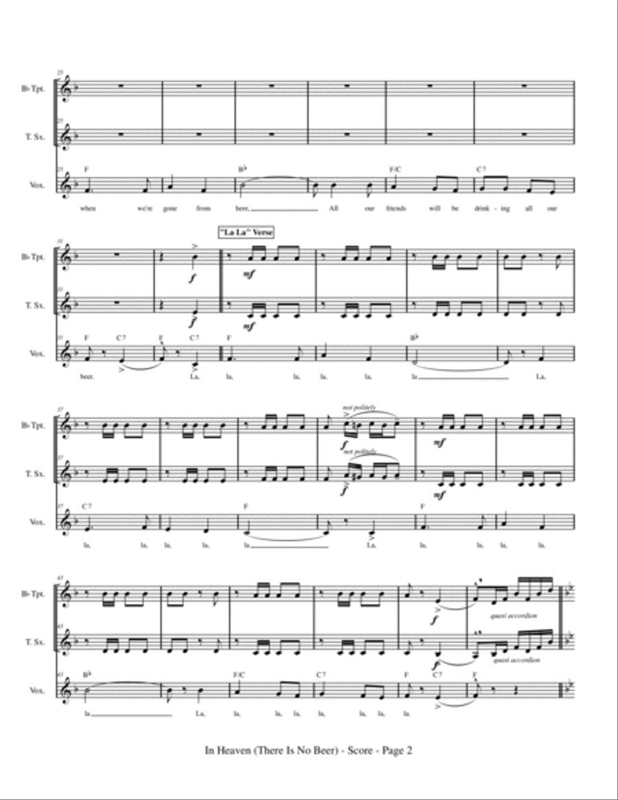 In Heaven There Is No Beer Small Ensemble scores gallery preview page 4