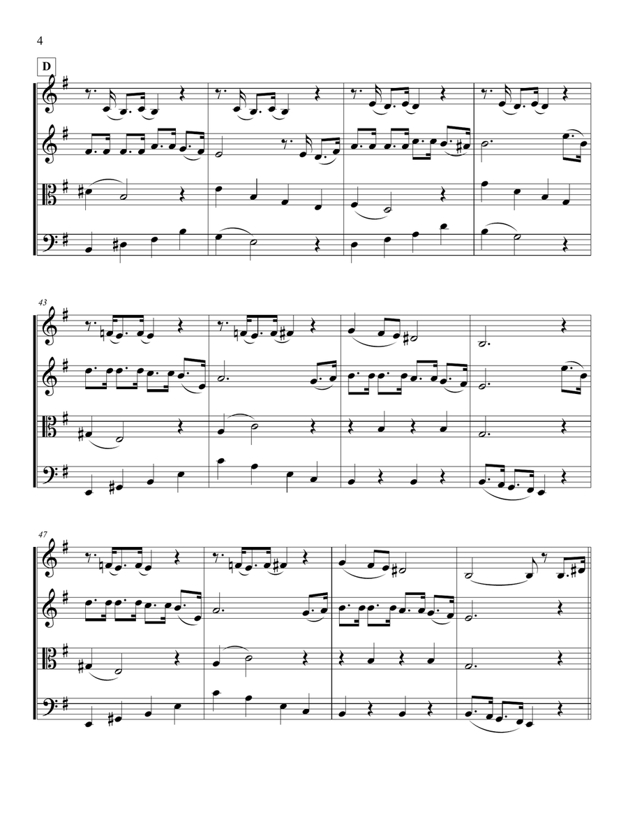 Zog Nit Keyn Mol (Holocaust survivor anthem) String Quartet scores gallery preview page 4