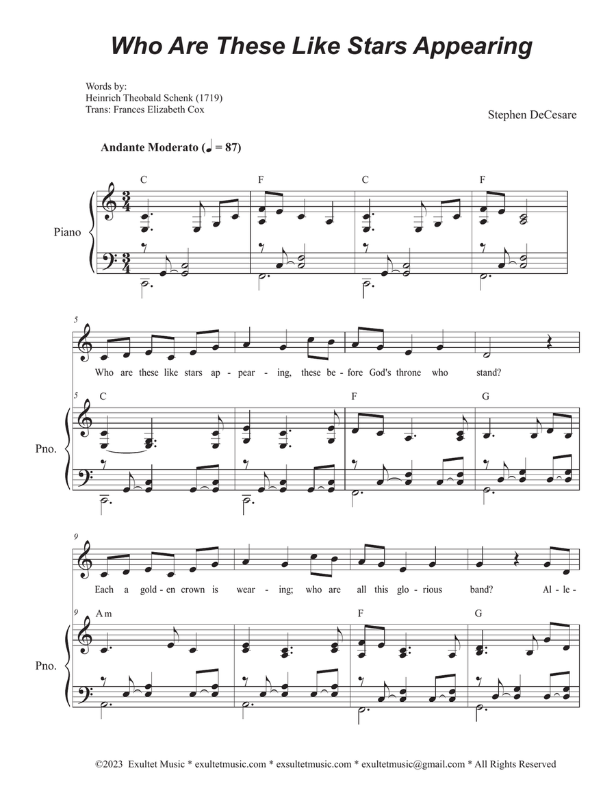 Who Are These Like Stars Appearing (Vocal solo) Piano, Vocal scores gallery preview page 1