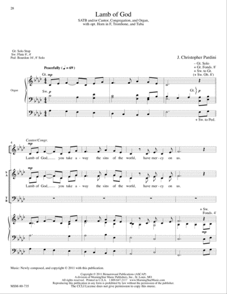 The New Century Mass: Lamb of God 4-Part scores gallery preview page 2
