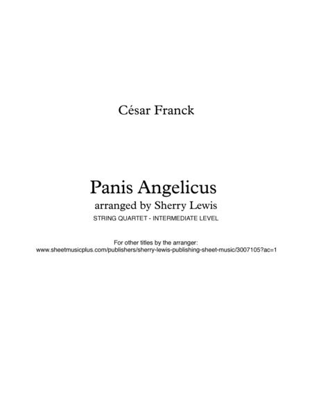PANIS ANGELICUS String Quartet, Intermediate Level for 2 violins, viola and cello image number null