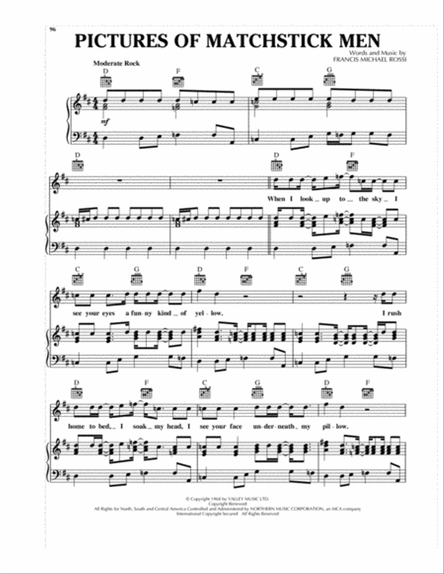 Pictures Of Matchstick Men Piano, Vocal, Guitar scores gallery preview page 1
