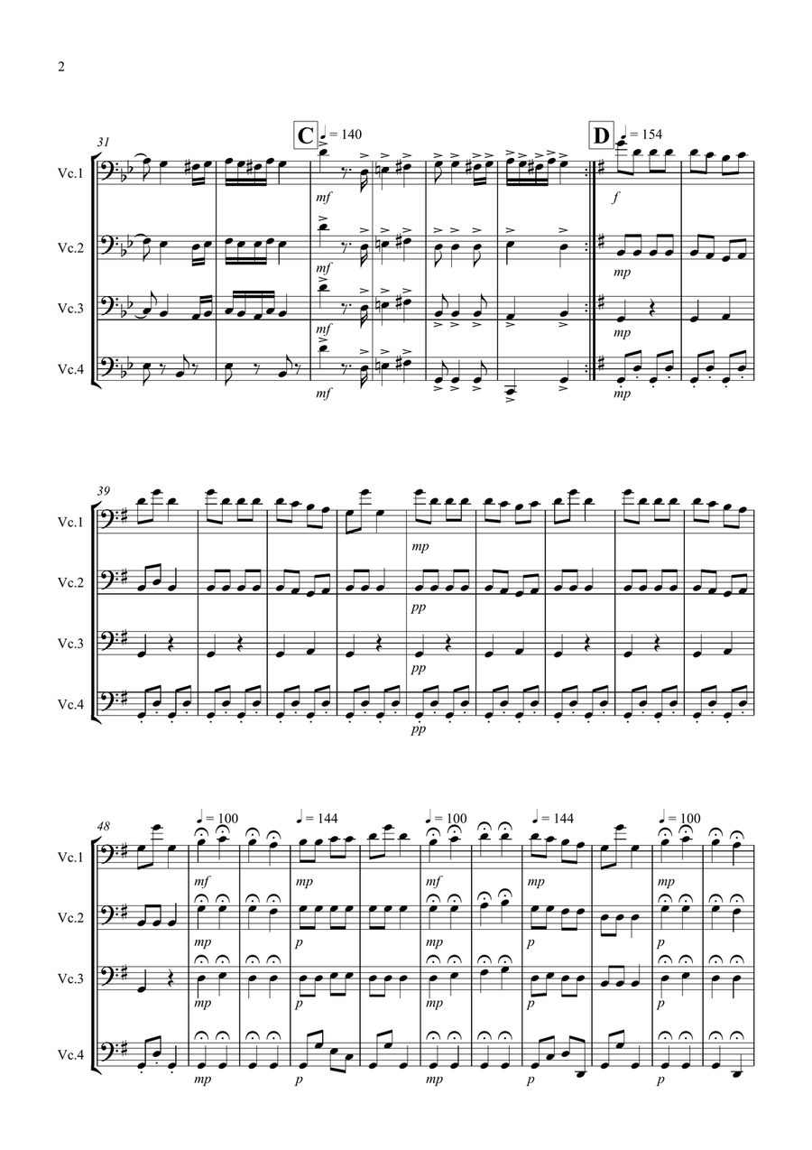 Hungarian Dance No.5 for Cello Quartet Cello Solo scores gallery preview page 2
