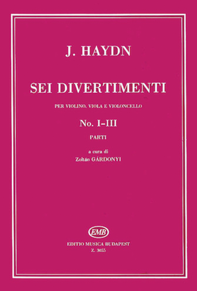 Book cover for Six Divertimenti for Violin, Viola, and Cello, Nos. 1-3