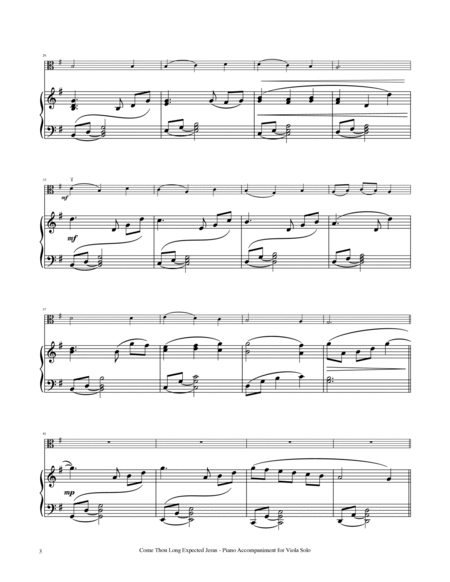 Come, Thou Long Expected Jesus - Viola Solo with Piano Accompaniment image number null