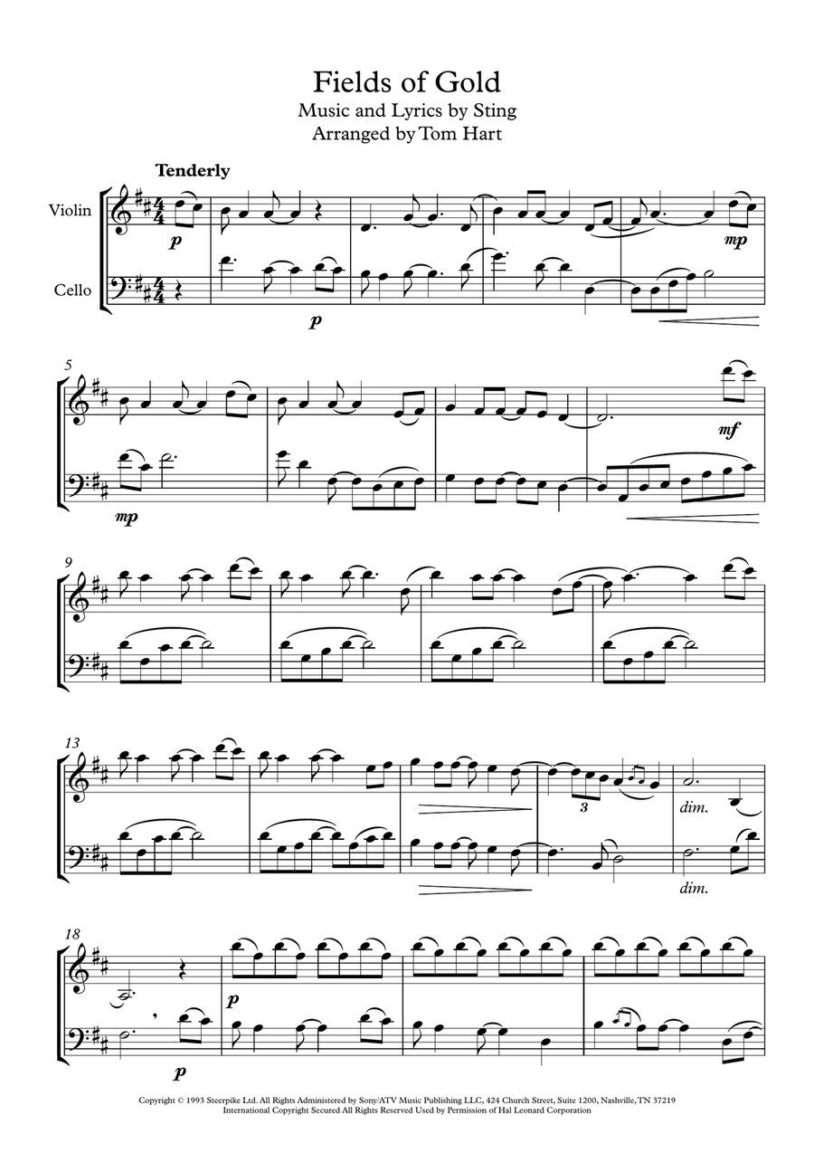 Fields Of Gold String Duet scores gallery preview page 2