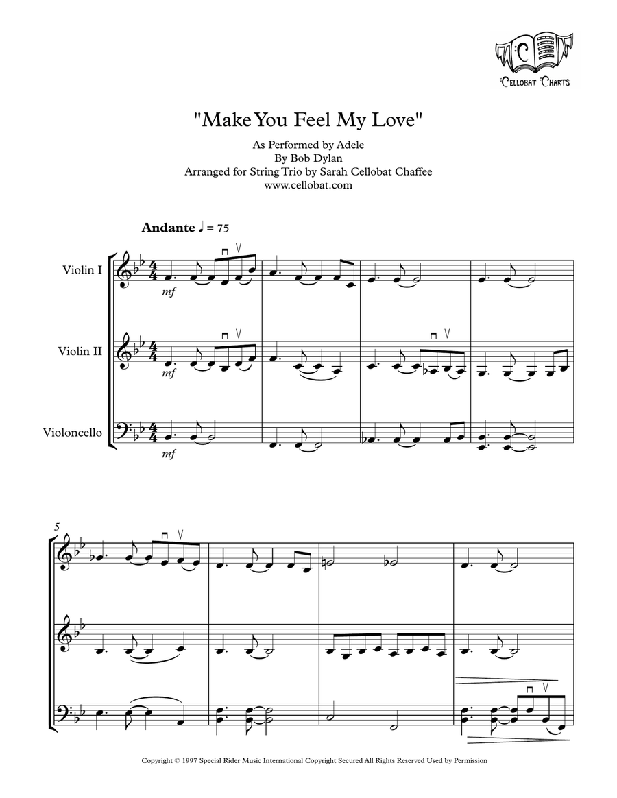Make You Feel My Love String Trio scores gallery preview page 1