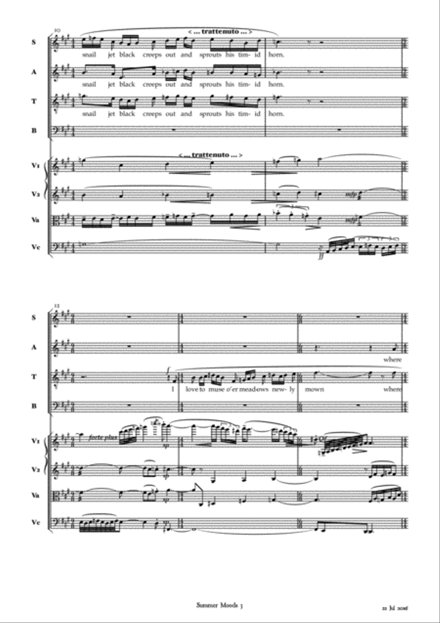 Three John Clare Songs for SATB & String Quartet 4-Part scores gallery preview page 5