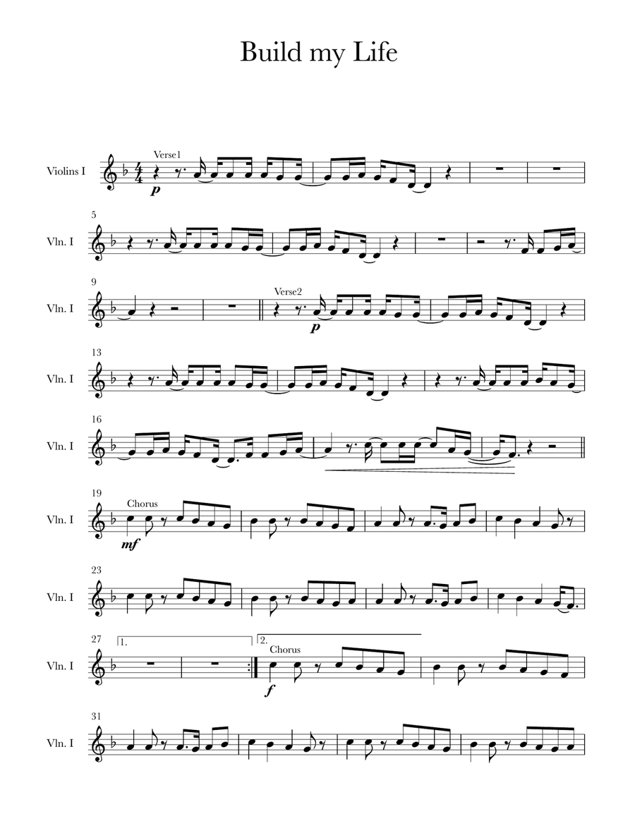 Build My Life String Quartet scores gallery preview page 1