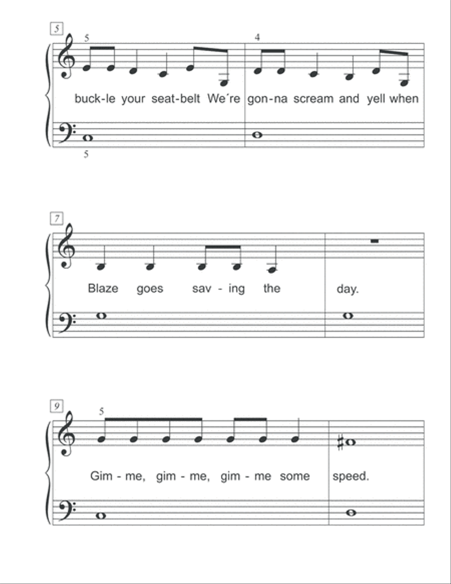 Blaze And The Monster Machines - Main Title Theme Easy Piano scores gallery preview page 2