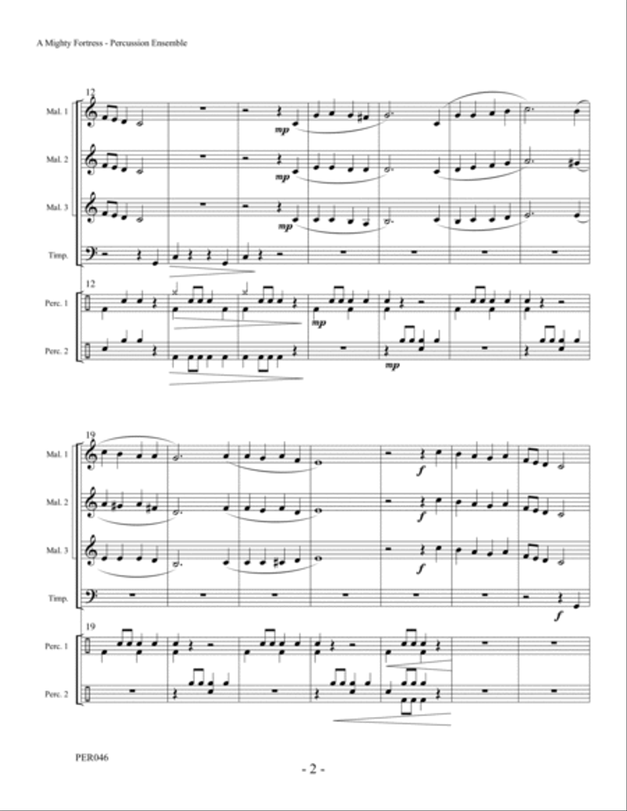 A MIGHTY FORTRESS - PERCUSSION ENSEMBLE Percussion Ensemble scores gallery preview page 2