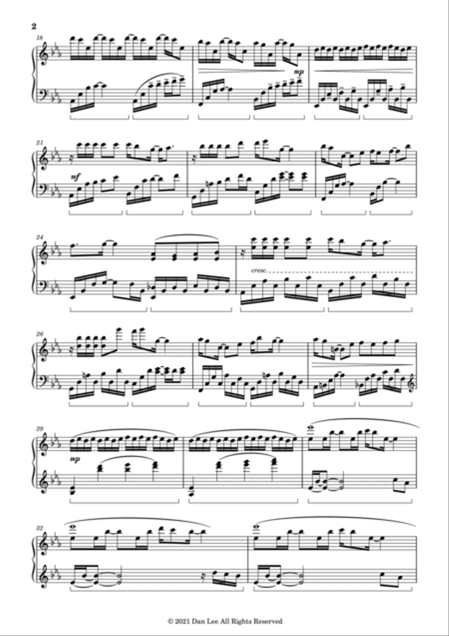 Reflection Underwater 水の波の影 Piano Solo scores gallery preview page 2