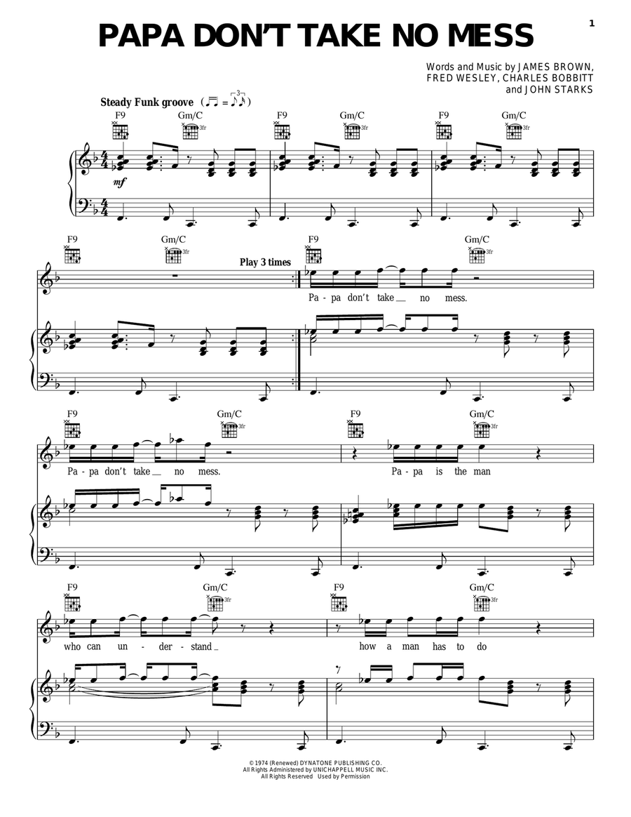 Papa Don't Take No Mess Piano, Vocal, Guitar scores gallery preview page 1
