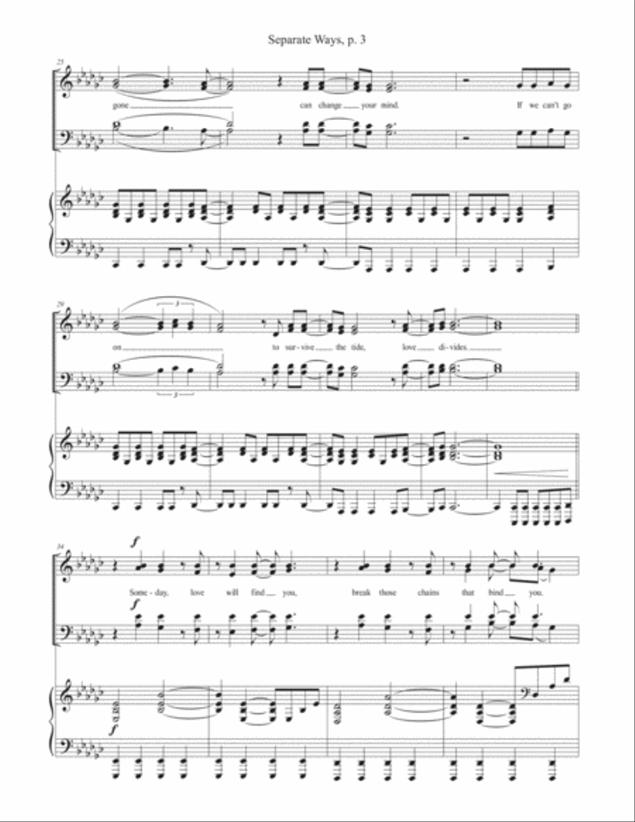 Separate Ways (worlds Apart) 4-Part scores gallery preview page 3