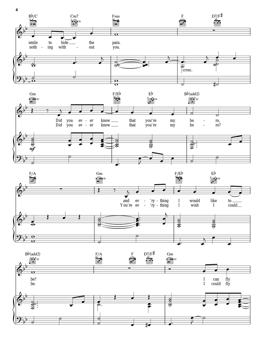 The Wind Beneath My Wings Piano, Vocal scores gallery preview page 4
