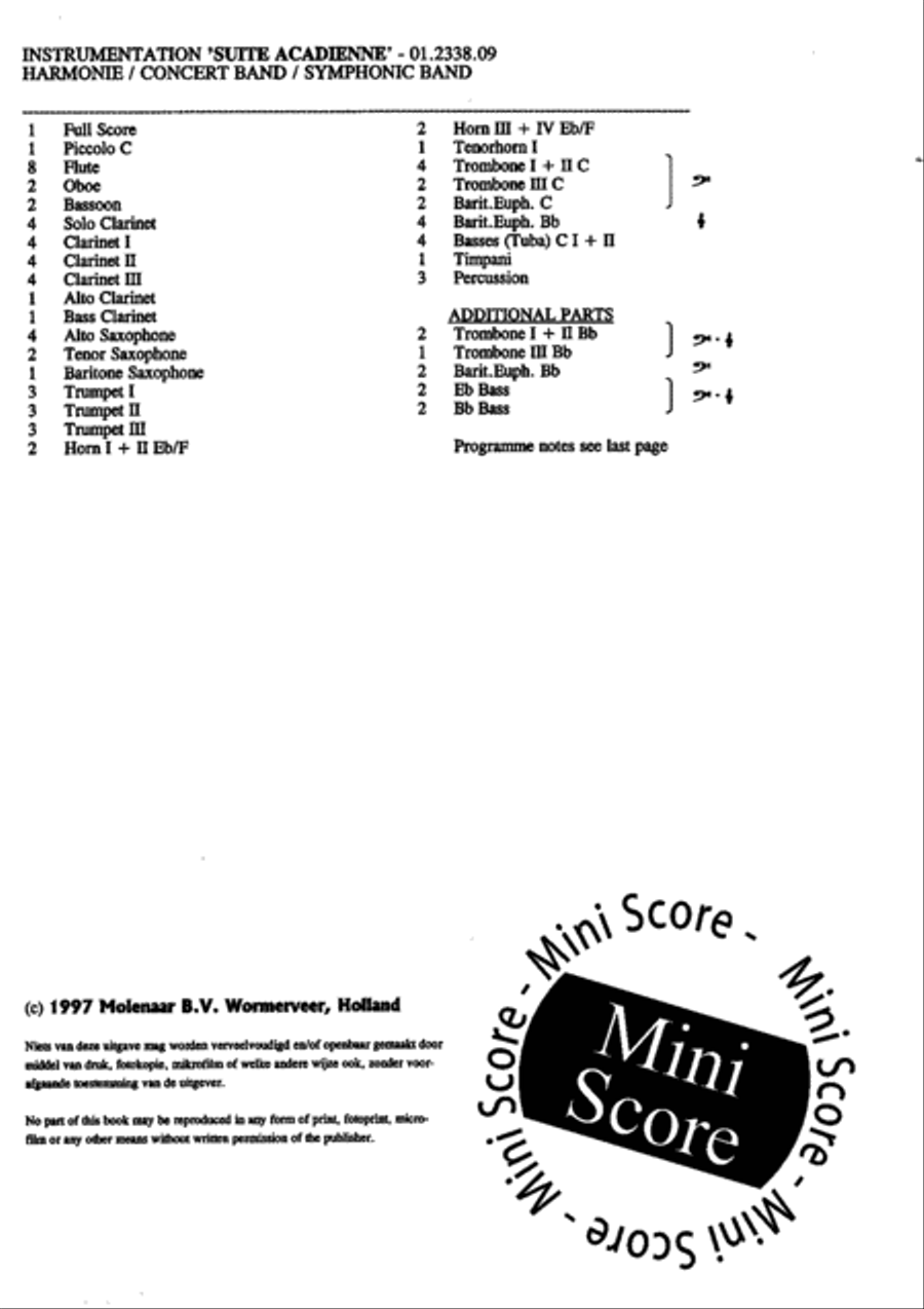 Suite Acadienne Concert Band scores gallery preview page 4