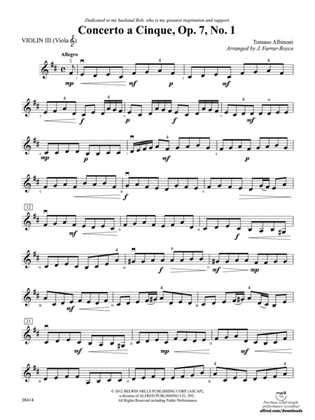 Concerto a Cinque, Op. 7, No. 1: 3rd Violin (Viola [TC])